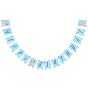 Rhino Birthday Party Blue Wimpelkette