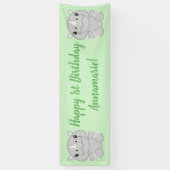 Rhino Birthday Party Green Banner (Vertikal)