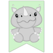 Rhino Birthday Party Green Wimpelkette (Erste Fahne)