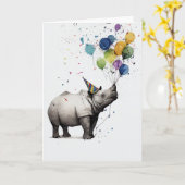 Rhino Birthday Party Grußkarte Karte (Gelbe Blume)