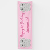 Rhino Birthday Party Pink Banner (Vertikal)