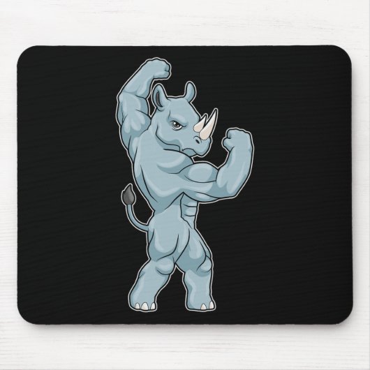 Rhino Bodybuilder Bodybuilding Sport  Mousepad (Vorne)