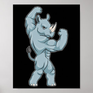 Rhino Bodybuilder Bodybuilding Sport Poster