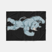 Rhino Bodybuilder Bodybuilding Sports Fleecedecke (Vorderseite (Horizontal))