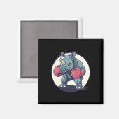 Rhino Boxen mit roten Boxhandschuhen Magnet (Vorderseite/Rückseite)
