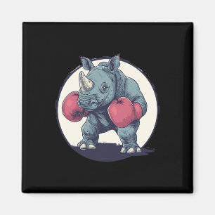 Rhino Boxen mit roten Boxhandschuhen Magnet