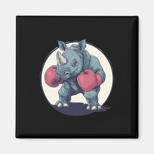 Rhino Boxen mit roten Boxhandschuhen Magnet (Vorne)