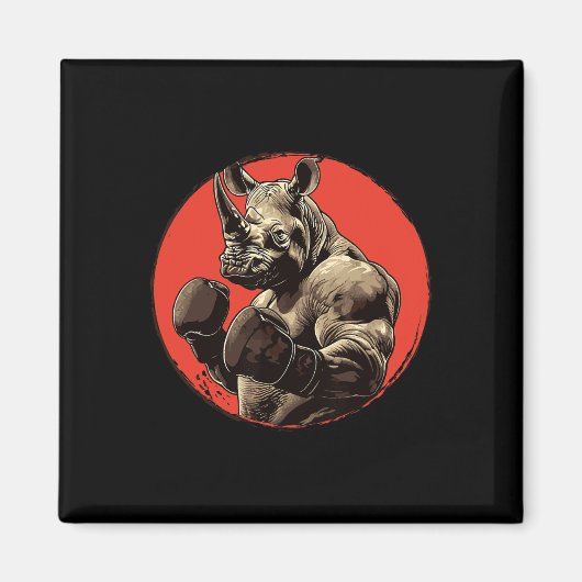 Rhino Boxer Fighter Boxing Magnet (Vorne)