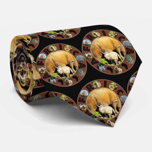 Rhino Calf Africa Circle Neck Tie Krawatte (Gerollt)