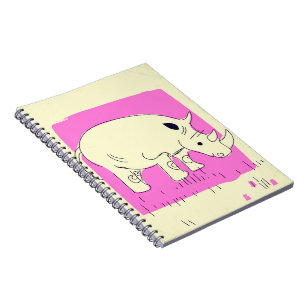 Rhino-Cartoon im Vintage-Stil Notizblock