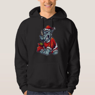Rhino Christmas Rhinoceros mit Santa-Kostüm-Deko Hoodie