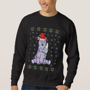 Rhino Christmas Shirt Kinder Weihnachtsmannmütze R