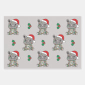 Rhino Christmas Winter Animals Holiday Rhinos Geschenkpapier Set (Vorderseite)