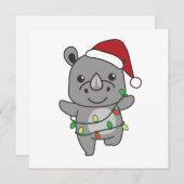 Rhino Christmas Winter Animals Rhinos Feiertagskarte (Vorne/Hinten)