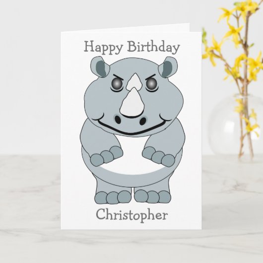 Rhino Design Geburtstag Karte (Gelbe Blume)