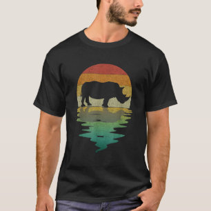 Rhino Dickes Einhorn Sonnenuntergang Retro Vintage T-Shirt