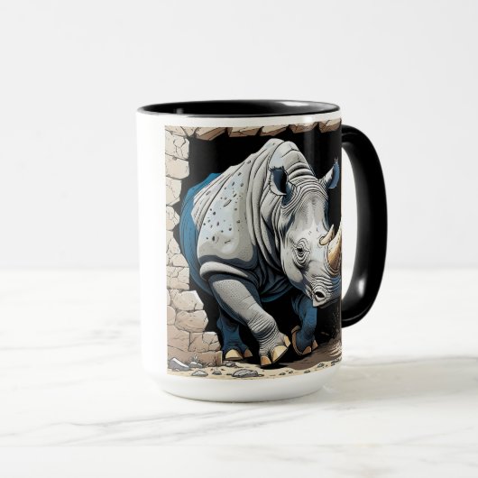 Rhino durch die Mauer Tasse (VorderseiteRechts)