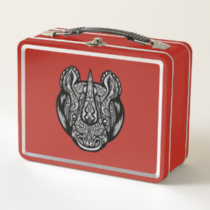 Rhino Face - Chubby Unicorn Zeichnend Design Metall Brotdose