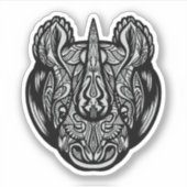 Rhino Face Ornamental Design Aufkleber (Vorderseite)