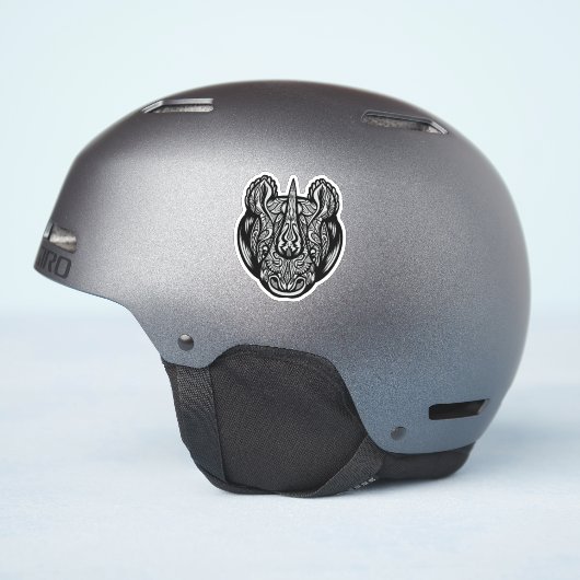 Rhino Face Ornamental Design Aufkleber (Helmseite)