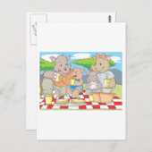 Rhino Family Picnic Postkarte (Vorne/Hinten)