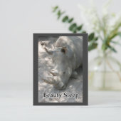 Rhino-Foto mit "Beauty Sleep"-Text Postkarte (Stehend Vorderseite)