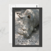 Rhino-Foto mit "Beauty Sleep"-Text Postkarte (Vorne/Hinten)