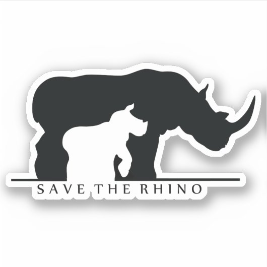 Rhino gerettet aufkleber (Vorderseite)