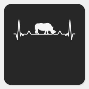 Rhino Heartbeat Rettete das Rhinoceros-Geschenk Quadratischer Aufkleber