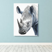 Rhino Illustration - Zeichnend Bleistift Leinwanddruck (Insitu (Holzboden))