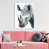 Rhino Illustration - Zeichnend Bleistift Leinwanddruck (Insitu (Wohnzimmer))