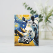 Rhino in der Starry Night Postkarte (Stehend Vorderseite)