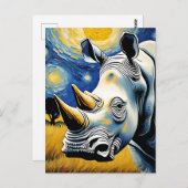 Rhino in der Starry Night Postkarte (Vorne/Hinten)