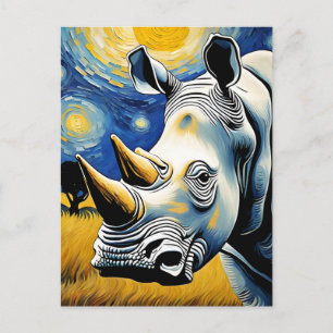 Rhino in der Starry Night Postkarte