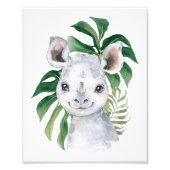 Rhino, Jungle Animals, Safari-Tiere, Palm-Blätter Fotodruck (Vorne)