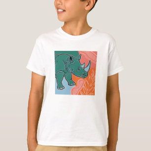 Rhino-Kinder-T-Shirt – Süßes Nashorn auf farbenfro T-Shirt