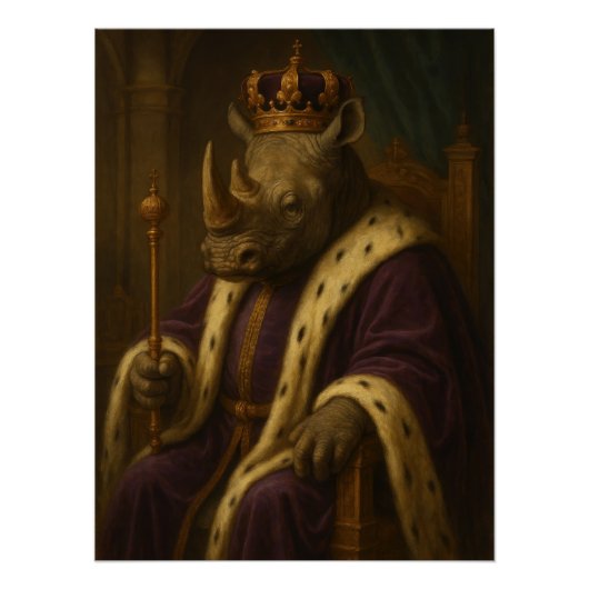 Rhino King | Anthropomorphic Royal Portrait Poster (Vorderseite)