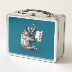 Rhino-Lieben lesen Metall Lunch Box
