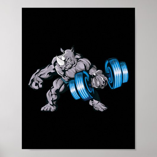 Rhino Lifting Weights Bodybuilding Beast Gym Fitne Poster (Vorne)