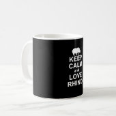 Rhino Lover Gift|Behaltend Ruhe und Liebe Rhino Kaffeetasse (Vorderseite Links)
