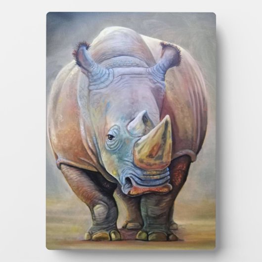 Rhino Lovers | Art Niedlich Rhino Portrait Print Fotoplatte (Vorderseite)