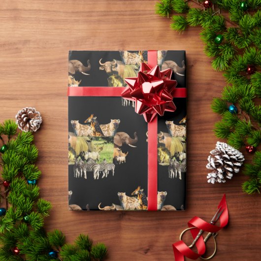 Rhino Mama and calf wild life frame Wrapping Paper Geschenkpapier (Feiertagsgeschenk)