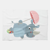 Rhino mit Schirm auf Einrad Küchentücher (Horizontal)