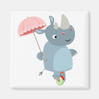 Rhino mit Schirm auf Einrad-Magnet Magnet