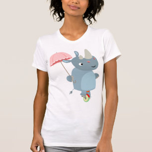 Rhino mit Schirm auf Einrad T - Shirt