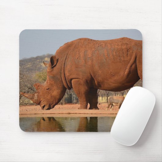 Rhino mit Schlamm auf dem Foto Mousepad (Mit Mouse)