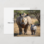 Rhino Mutter mit Kalb Einladung (Vorne/Hinten)