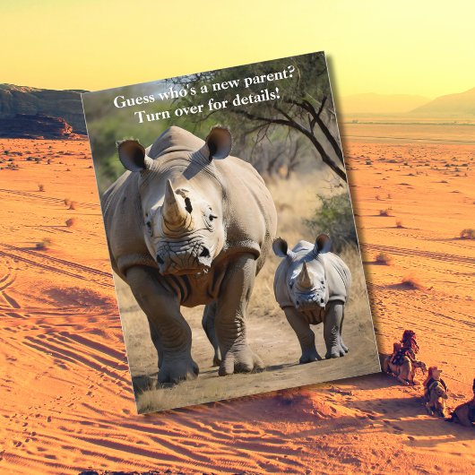 Rhino Mutter mit Kalb Postkarte