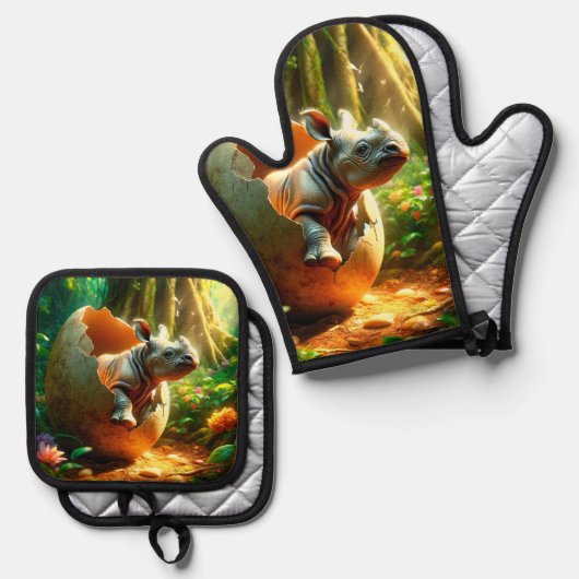 Rhino Ofenhandschuh & Topflappen-Set (Vorderseite/Rückseite)