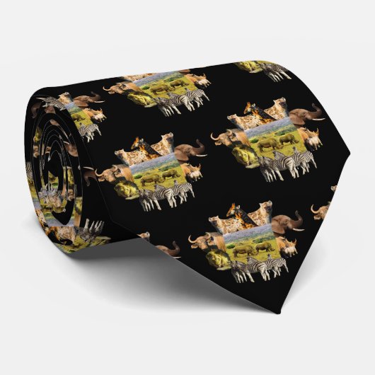 Rhino Pair Wildlife Frame Neck Tie Krawatte (Gerollt)